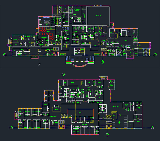 دانلود اتوکد بیمارستان + دانلود نقشه بیمارستان + پلان بیمارستان